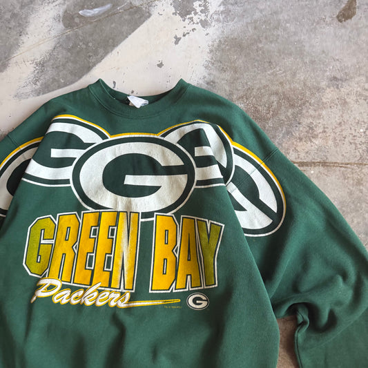 Vintage 90s Green Bay Packers Spellout Crewneck - XL