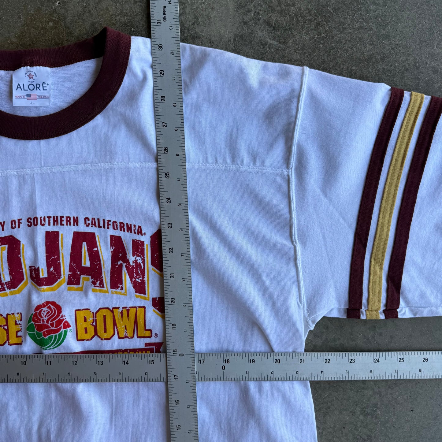 Vintage Trojans Quarter Sleeve Tshirt - L