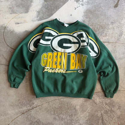 Vintage 90s Green Bay Packers Spellout Crewneck - XL