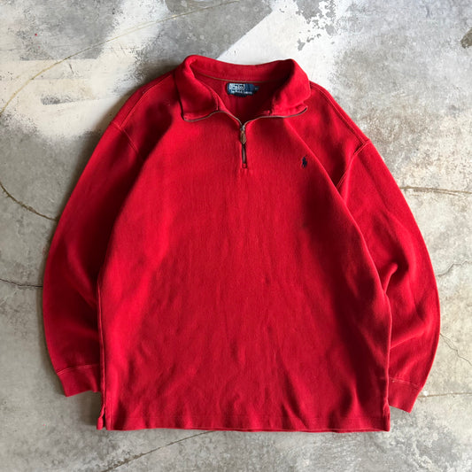 Vintage 90s Red Polo Ralph Lauren Quarter Zip - XL