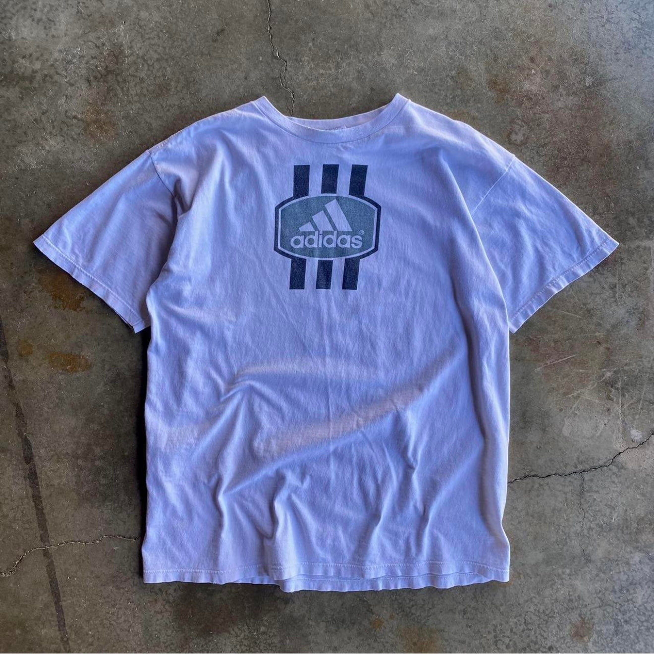 Vintage 90s Adidas Stripe Tee - L