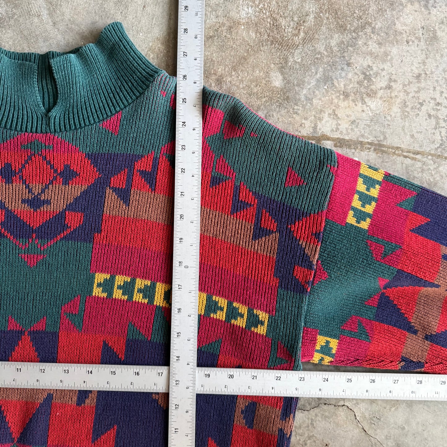 Vintage 90s Aztec Collar Sweater - L