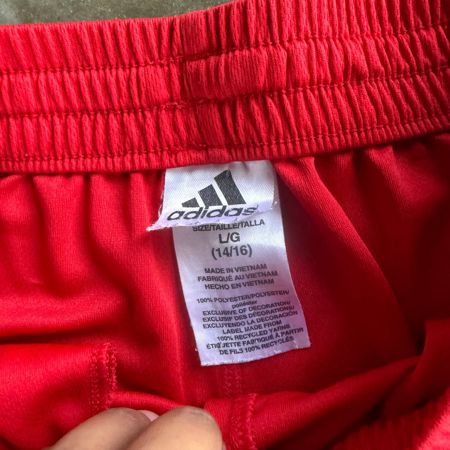Vintage Red Adidas Track Shorts - L