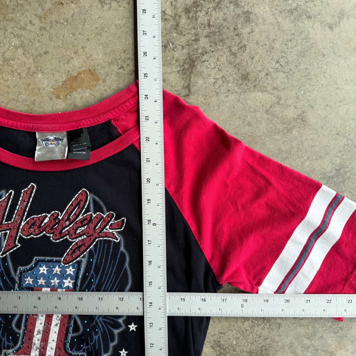 Woman’s Vintage Y2K Rhinestone Harley Davidson Tee - L