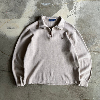 Vintage 90s Creme Polo Ralph Lauren Quarter Zip - M