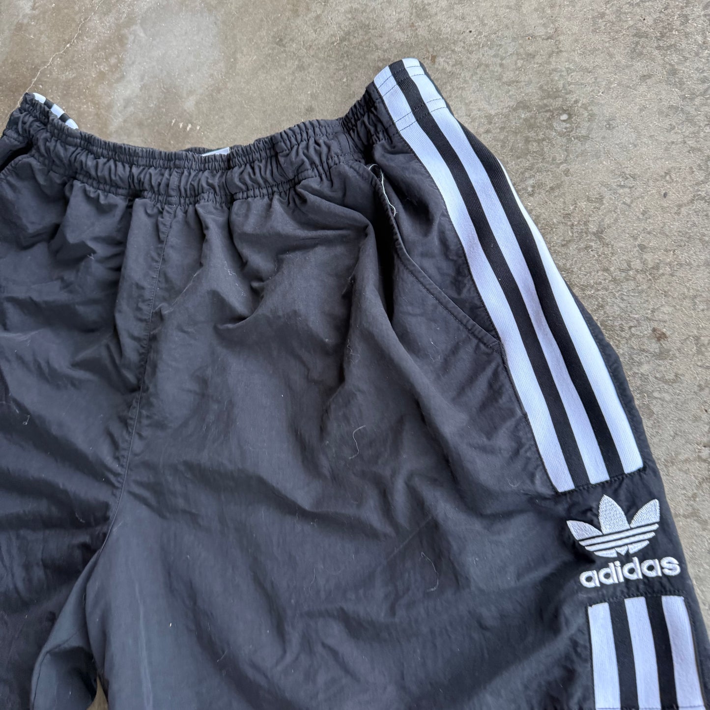 Vintage Black Adidas Track Shorts - L
