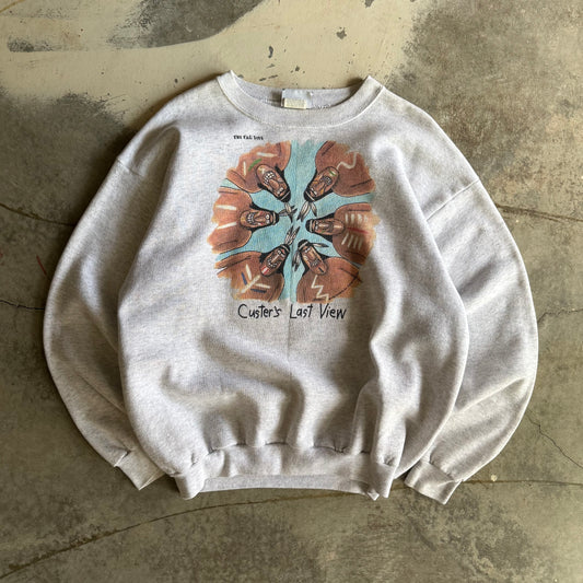Vintage 90s Funny Custer Last View Crewneck - L