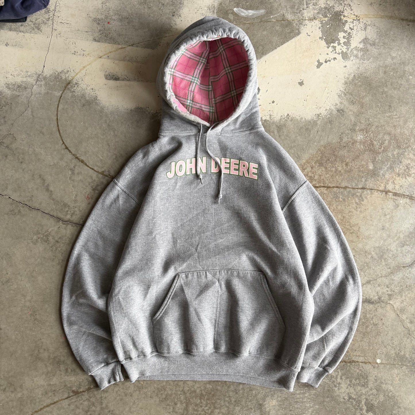 Vintage Pink John Deer Hoodie - L