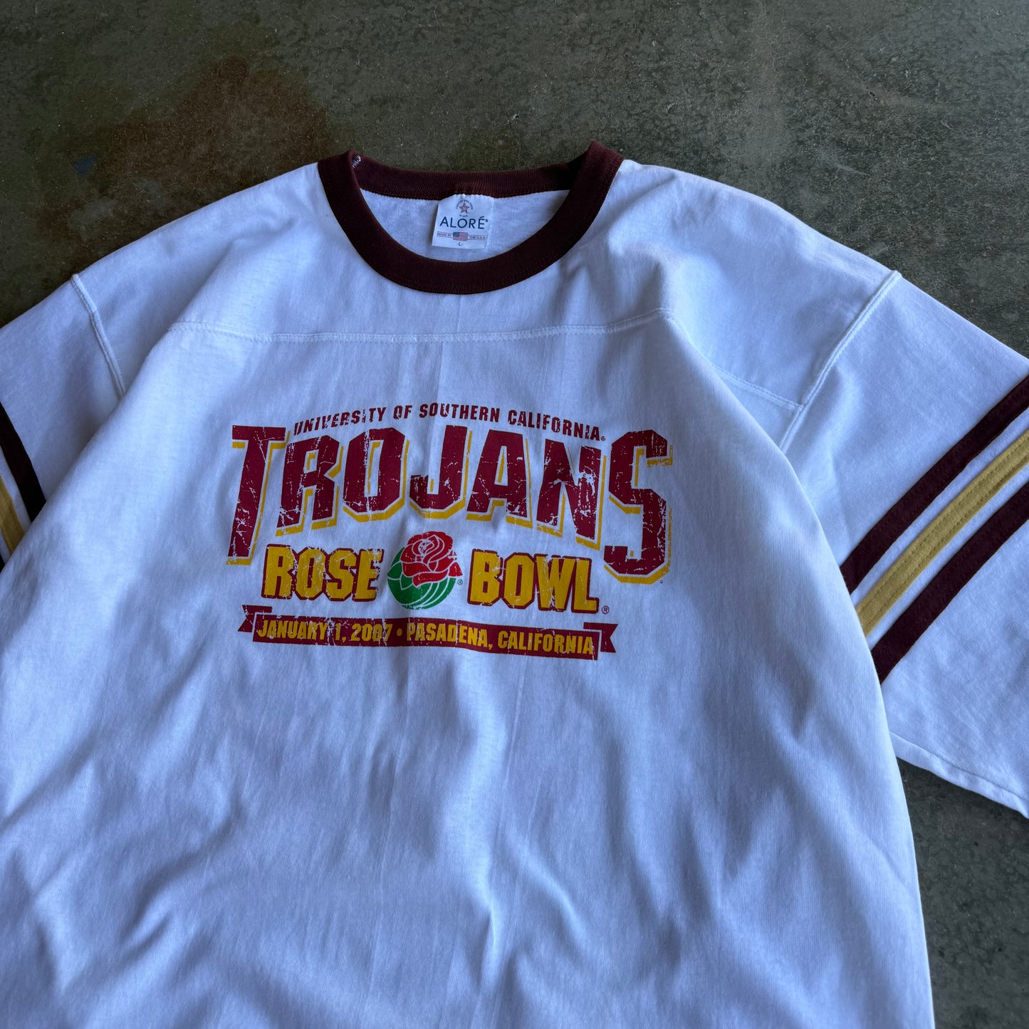 Vintage Trojans Quarter Sleeve Tshirt - L