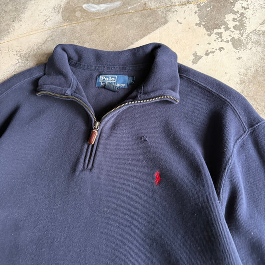 Vintage 90s Navy Polo Ralph Lauren Quarter Zip - L