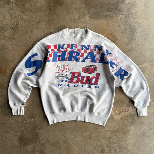 Vintage 90s NASCAR Budweiser Spellout Crewneck - L