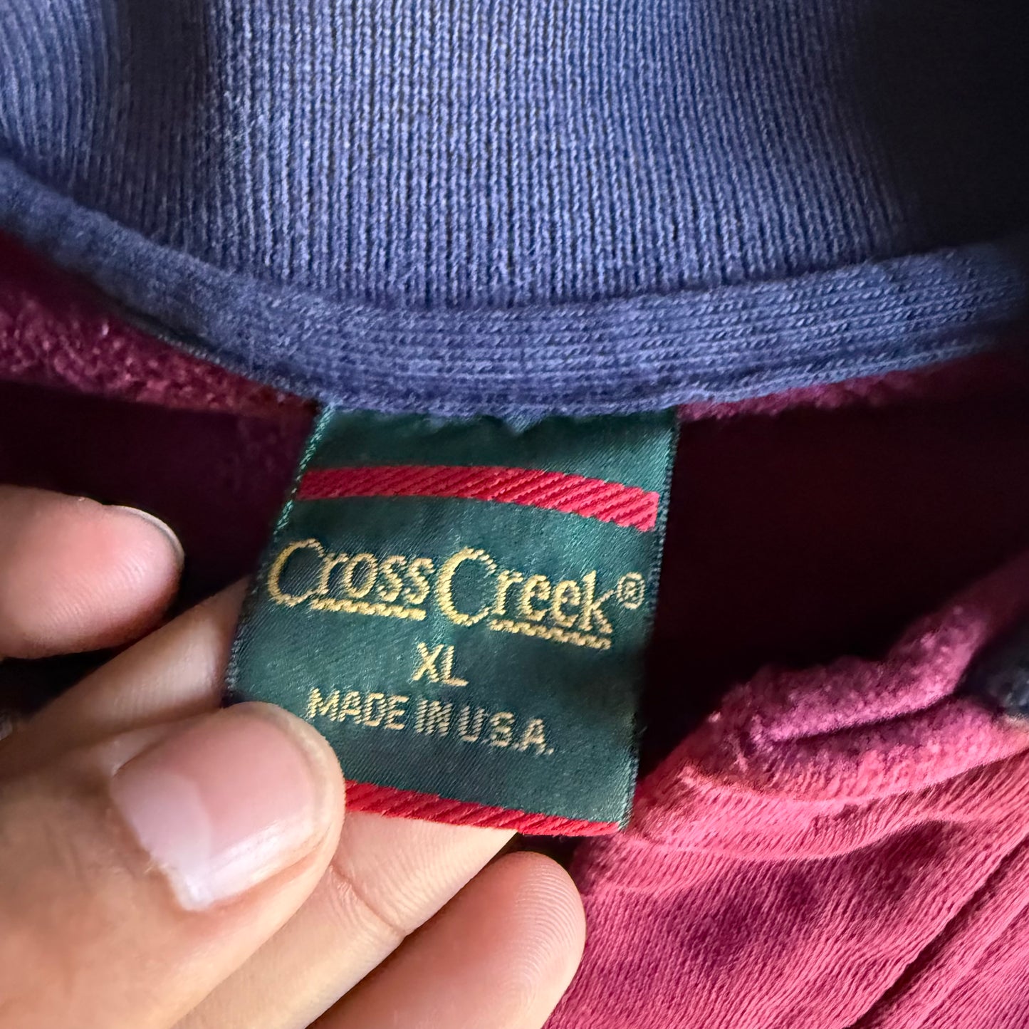 Vintage 90s Fall Distressed 1/4 Crewneck - XL