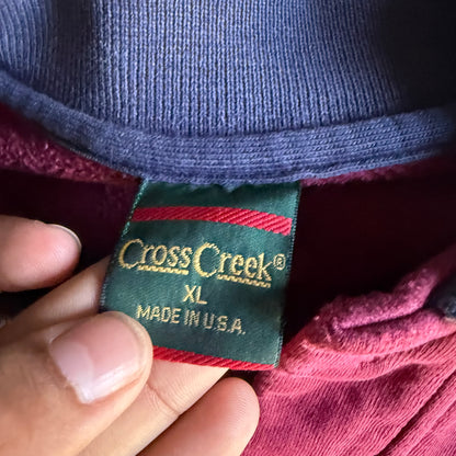 Vintage 90s Fall Distressed 1/4 Crewneck - XL