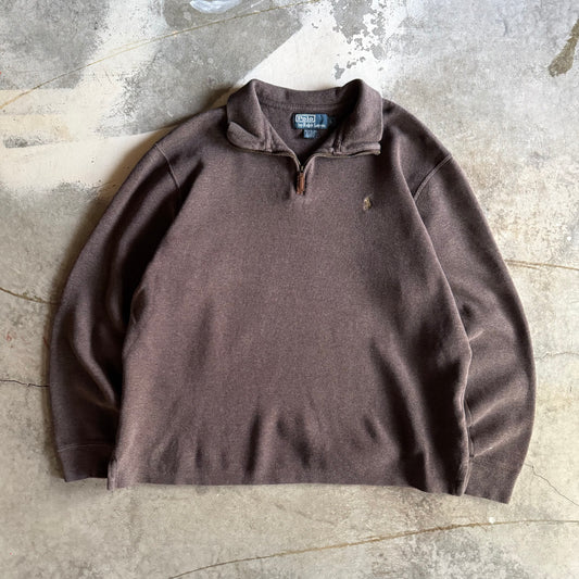 Vintage 90s Brown Polo Ralph Lauren Quarter Zip - L