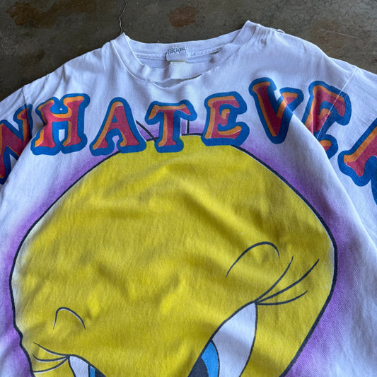 Vintage Big graphic Tweety Bird Whatever Tshirt - L