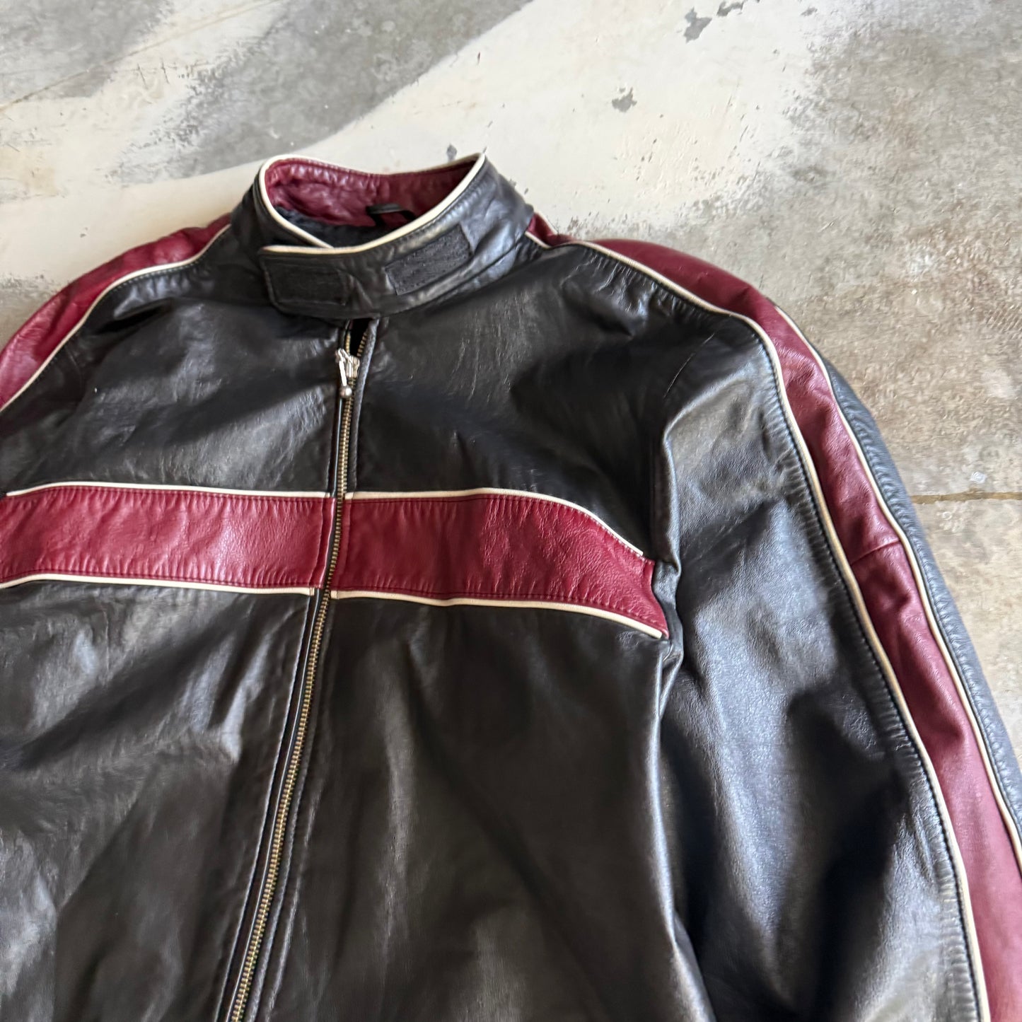 Vintage 00s Leather Maroon Biker Jacket - L