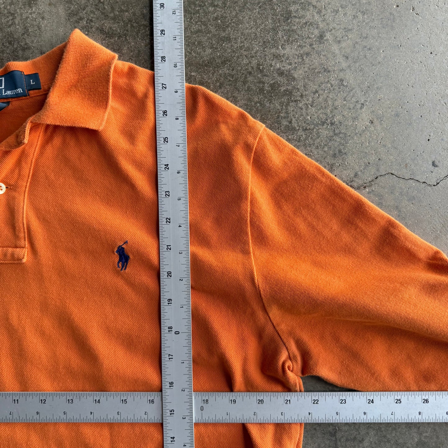 Vintage Orange Polo Ralph Lauren Longsleeve Polo - L