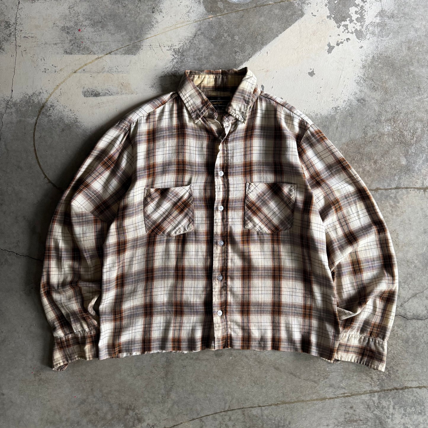 Vintage 80s Fall Cropped Flannel - M