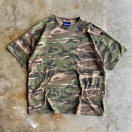 Vintage 00s Army Camo Tee - XL