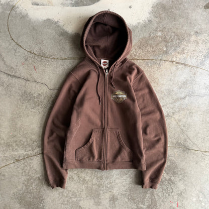 Vintage Woman’s Brown Harley Davidson Zip Up Hoodie - S