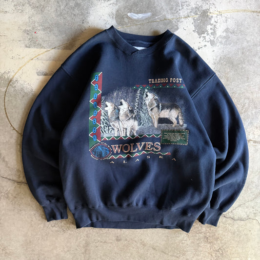 Vintage 90s Wolves Crewneck - L