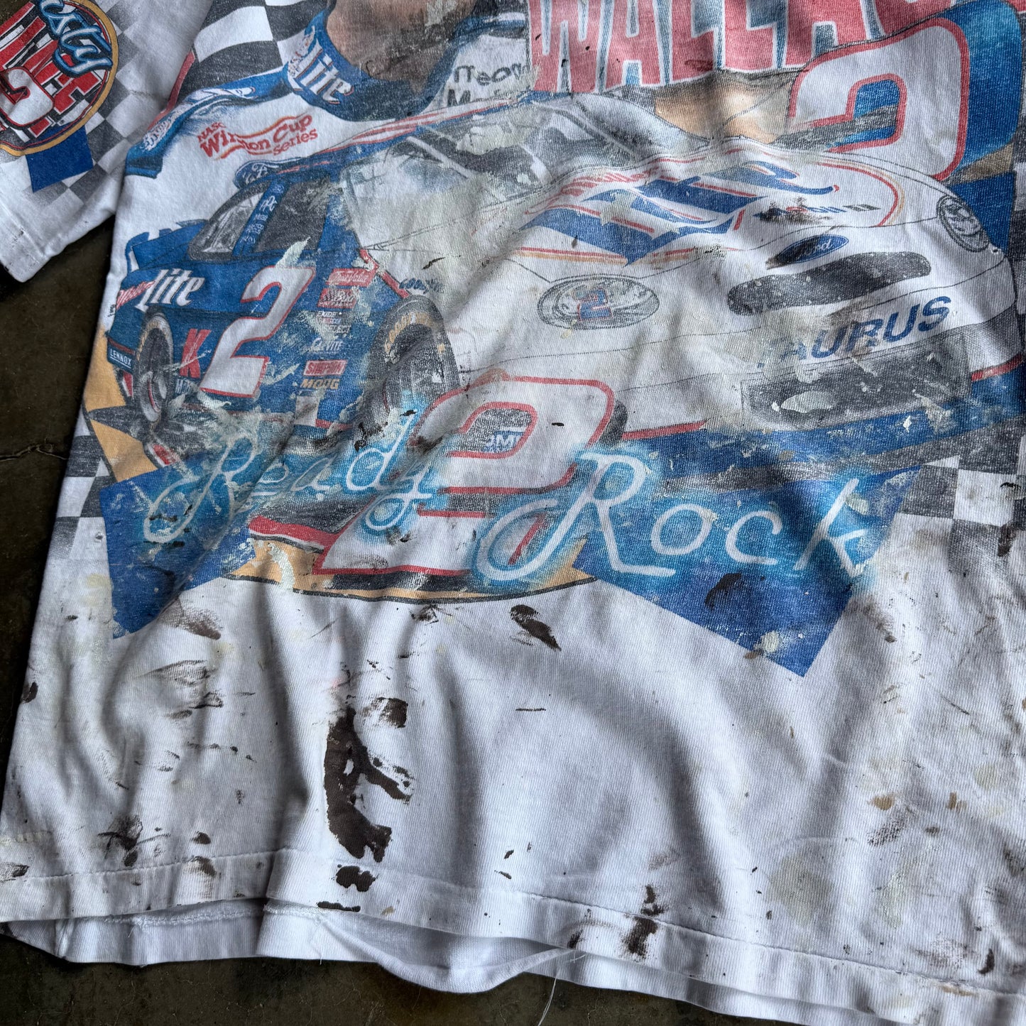 Vintage Faded & Distressed NASCAR AOP Tshirt - L