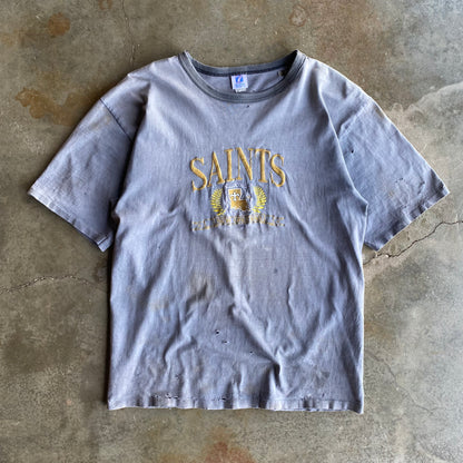 Vintage 90s Heavily Faded & Distressed Saints Tee - XL