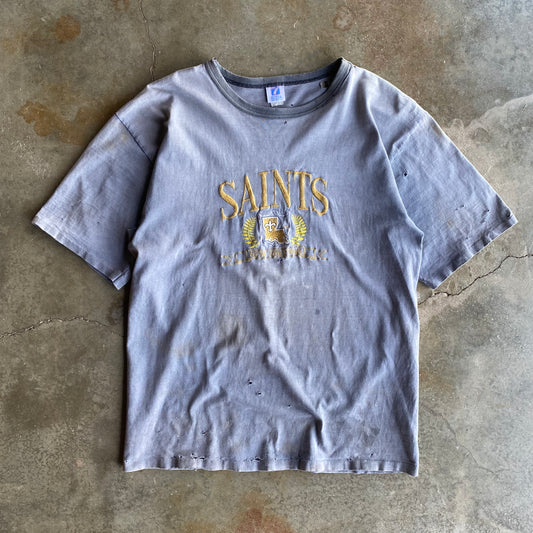 Vintage 90s Heavily Faded & Distressed Saints Tee - XL
