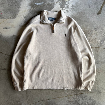 Vintage 90s Creme Polo Ralph Lauren Quarter Zip - L