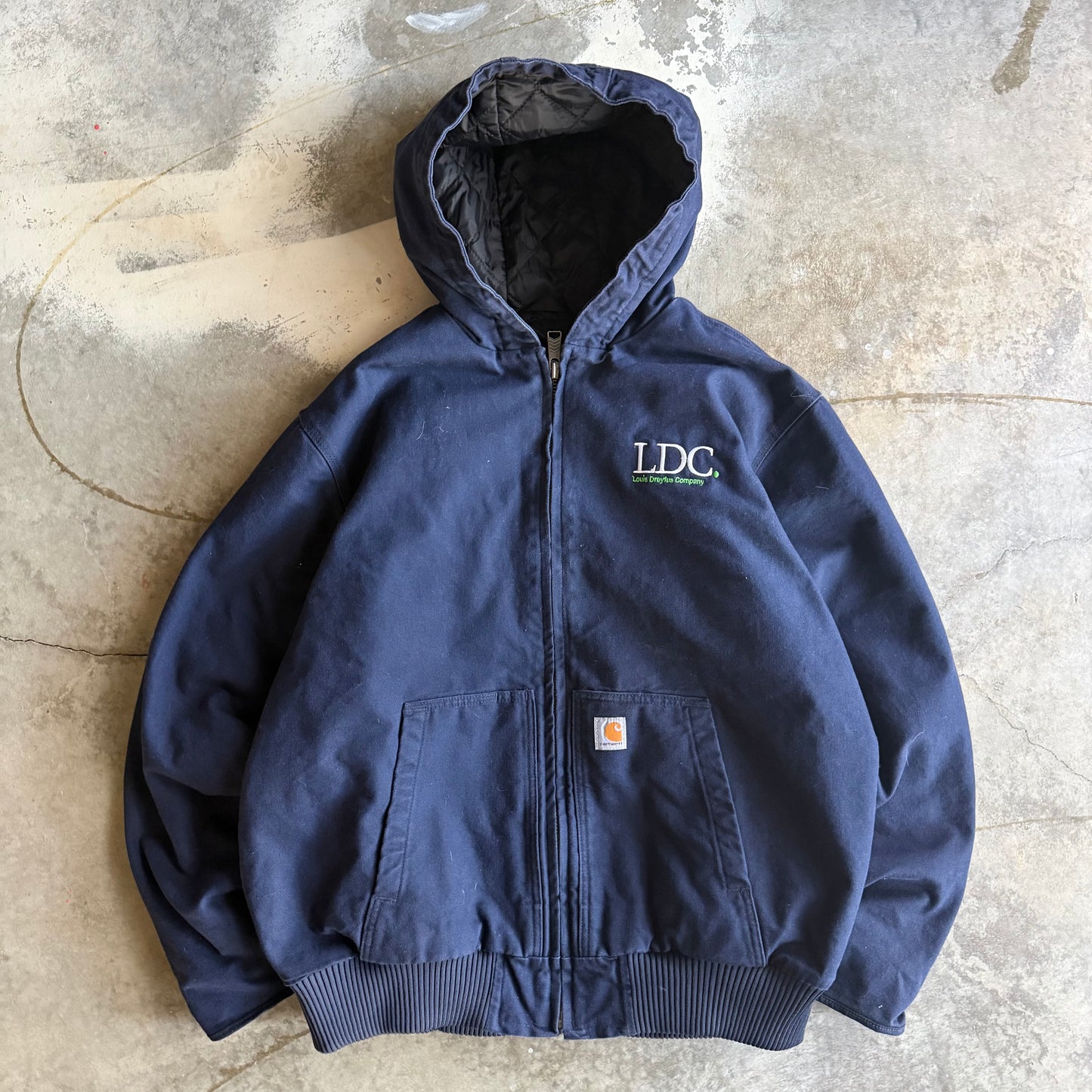 Navy Blue Hooded Carhartt Jacket - XL