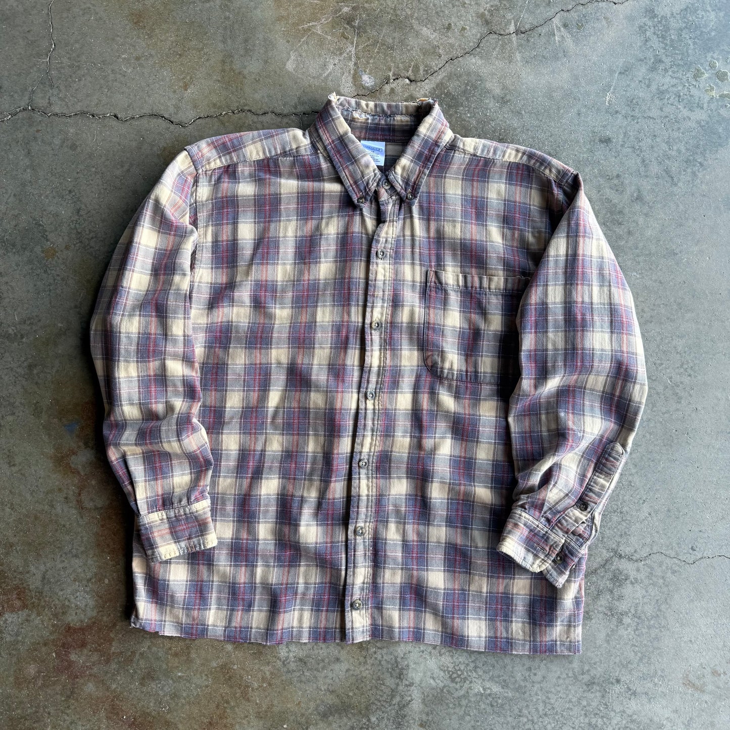 Vintage Distressed Cropped Flannel - L