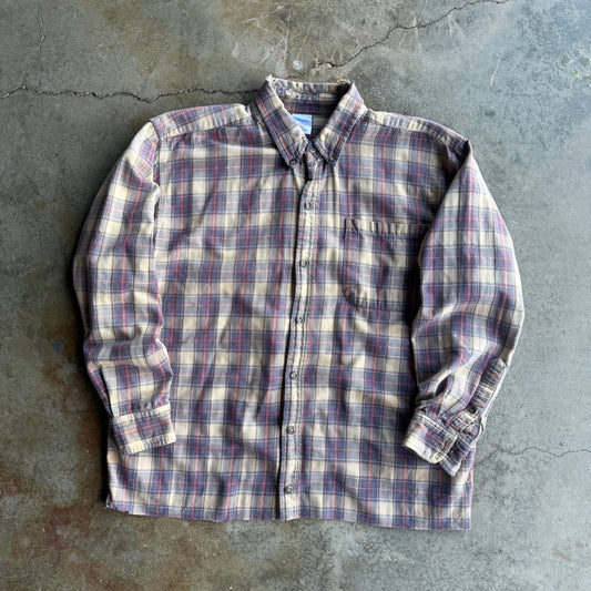 Vintage Distressed Cropped Flannel - L