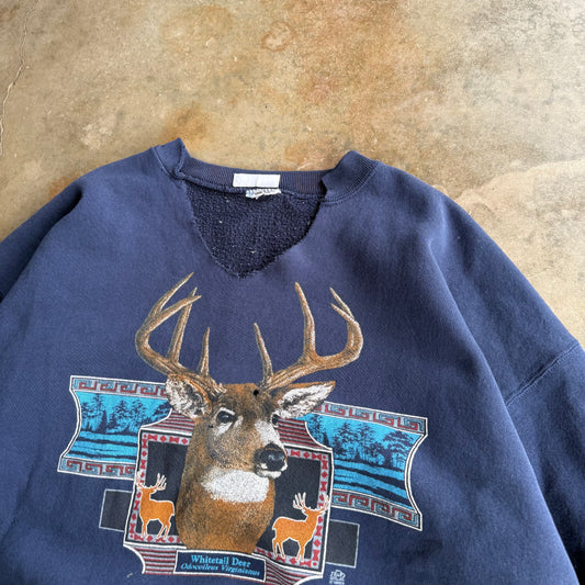 Vintage 90s Deer Crewneck - L