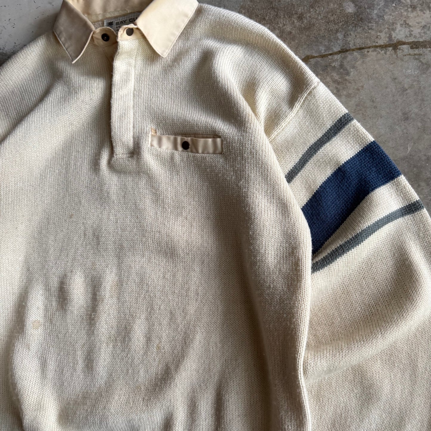 Vintage 90s Knit Quart Button Up Sweater - L