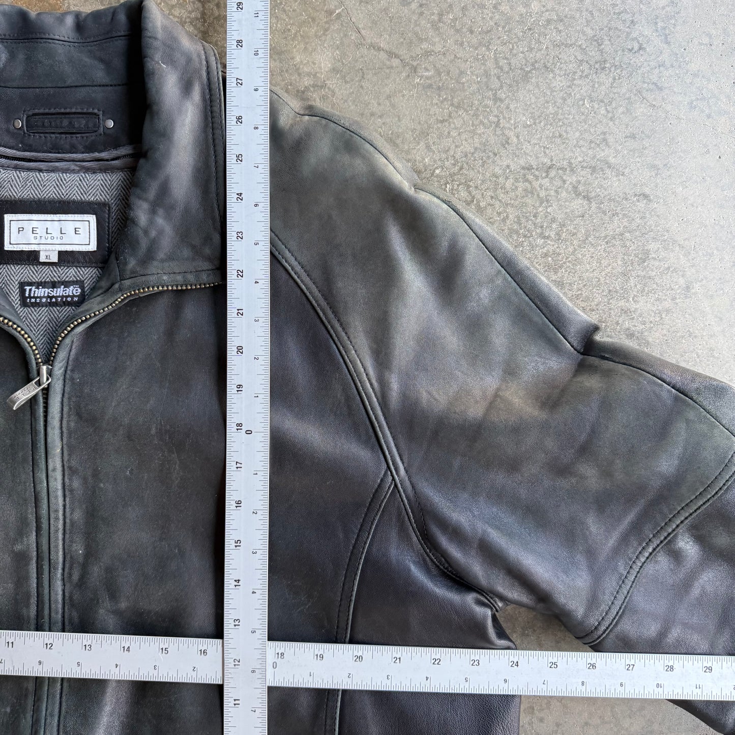 Vintage Black Leather Jacket - XL
