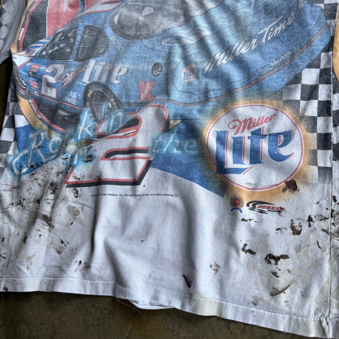 Vintage Faded & Distressed NASCAR AOP Tshirt - L