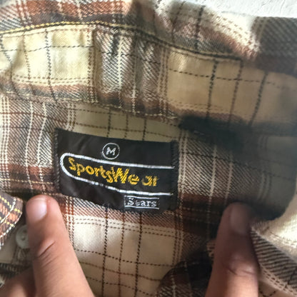 Vintage 80s Fall Cropped Flannel - M