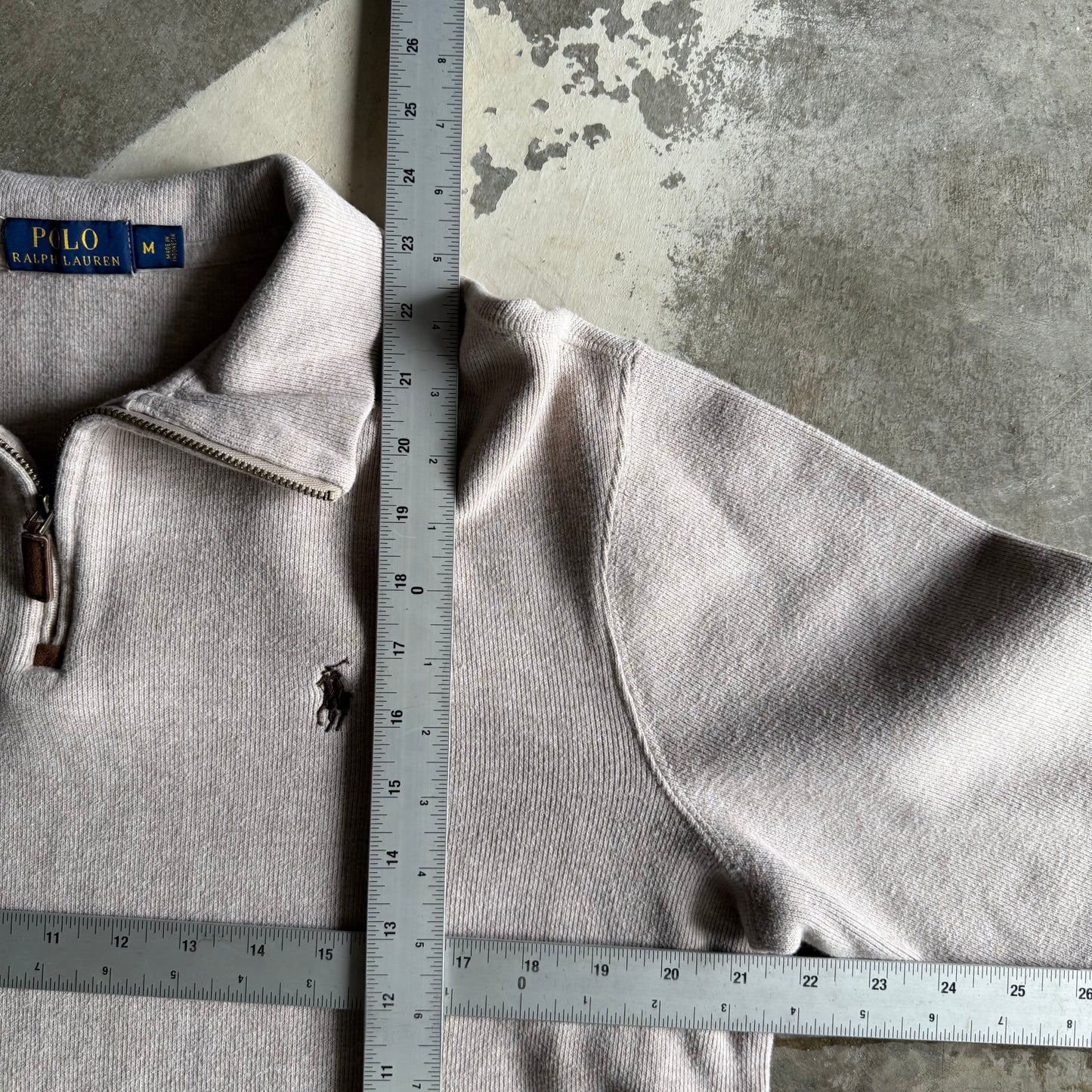 Vintage 90s Creme Polo Ralph Lauren Quarter Zip - M