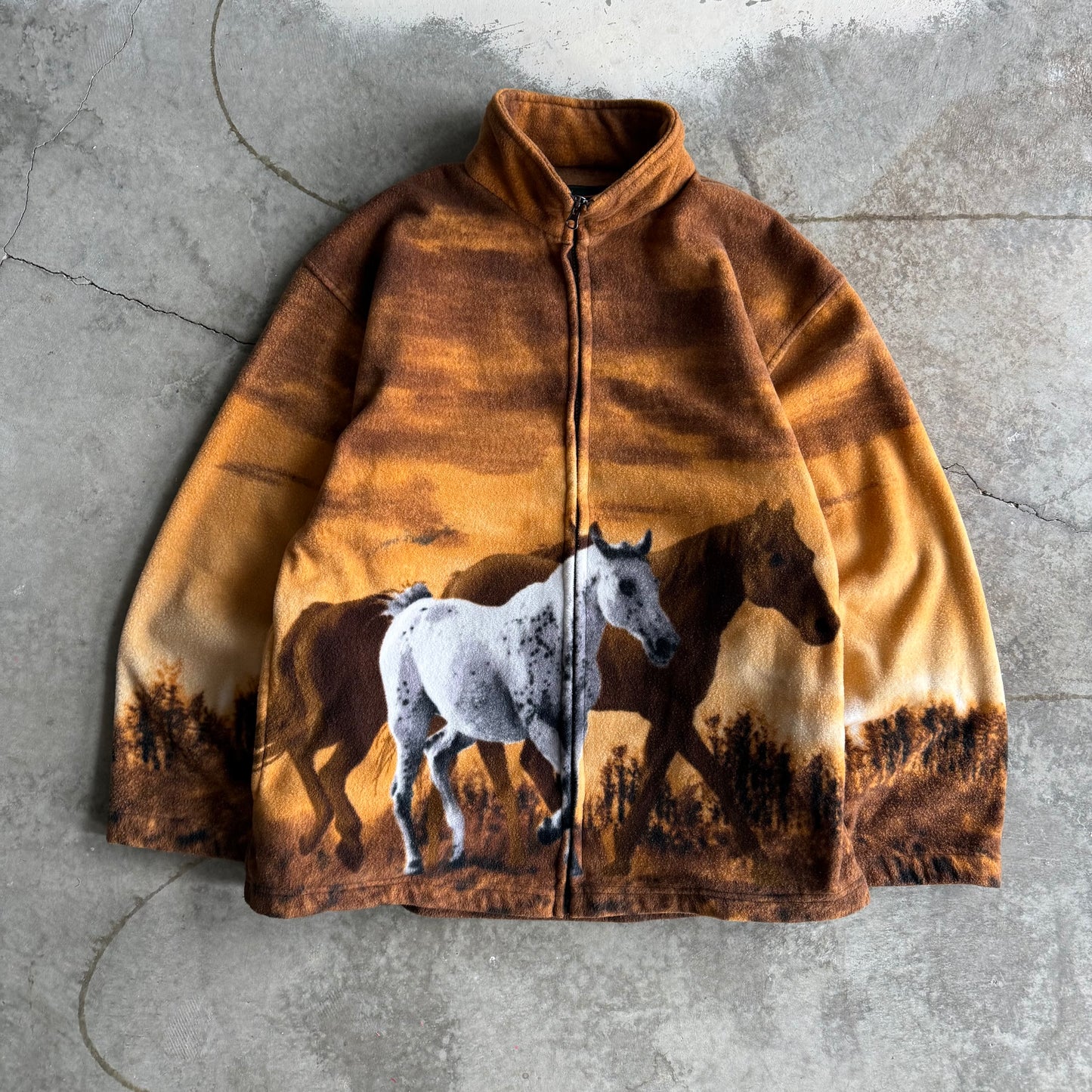 Vintage Horse Graphic Fleece Zip Up - L