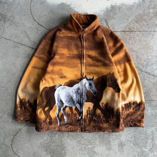 Vintage Horse Graphic Fleece Zip Up - L