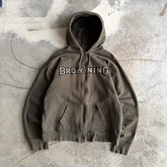 Vintage Browning Zip Up Hoodie - L