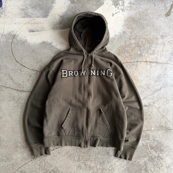 Vintage Browning Zip Up Hoodie - L