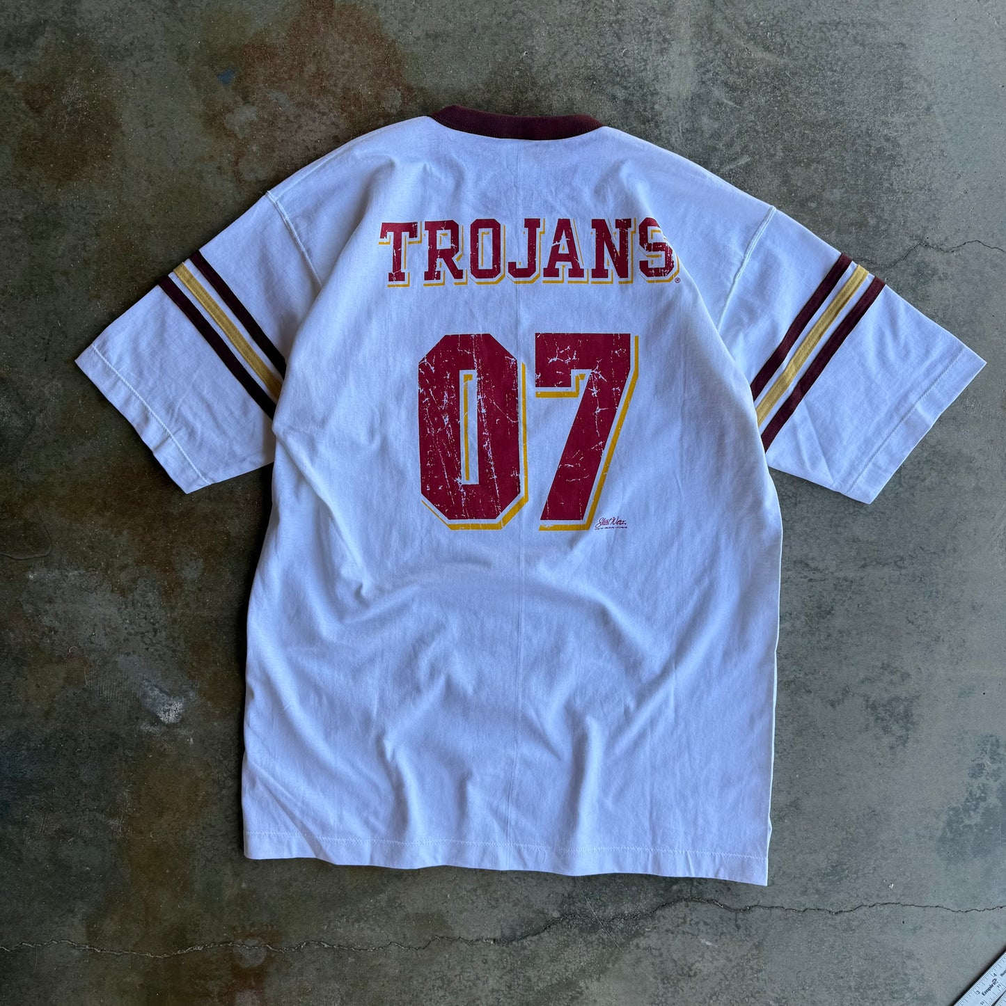 Vintage Trojans Quarter Sleeve Tshirt - L
