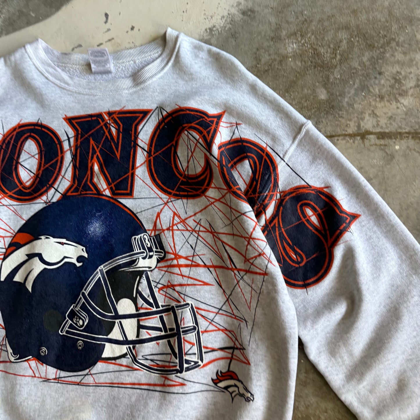 Vintage 90s Broncos Spellout Crewneck - XL