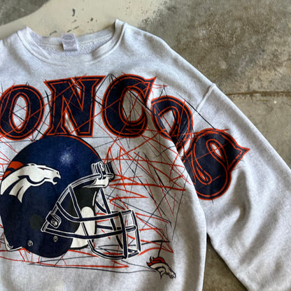 Vintage 90s Broncos Spellout Crewneck - XL