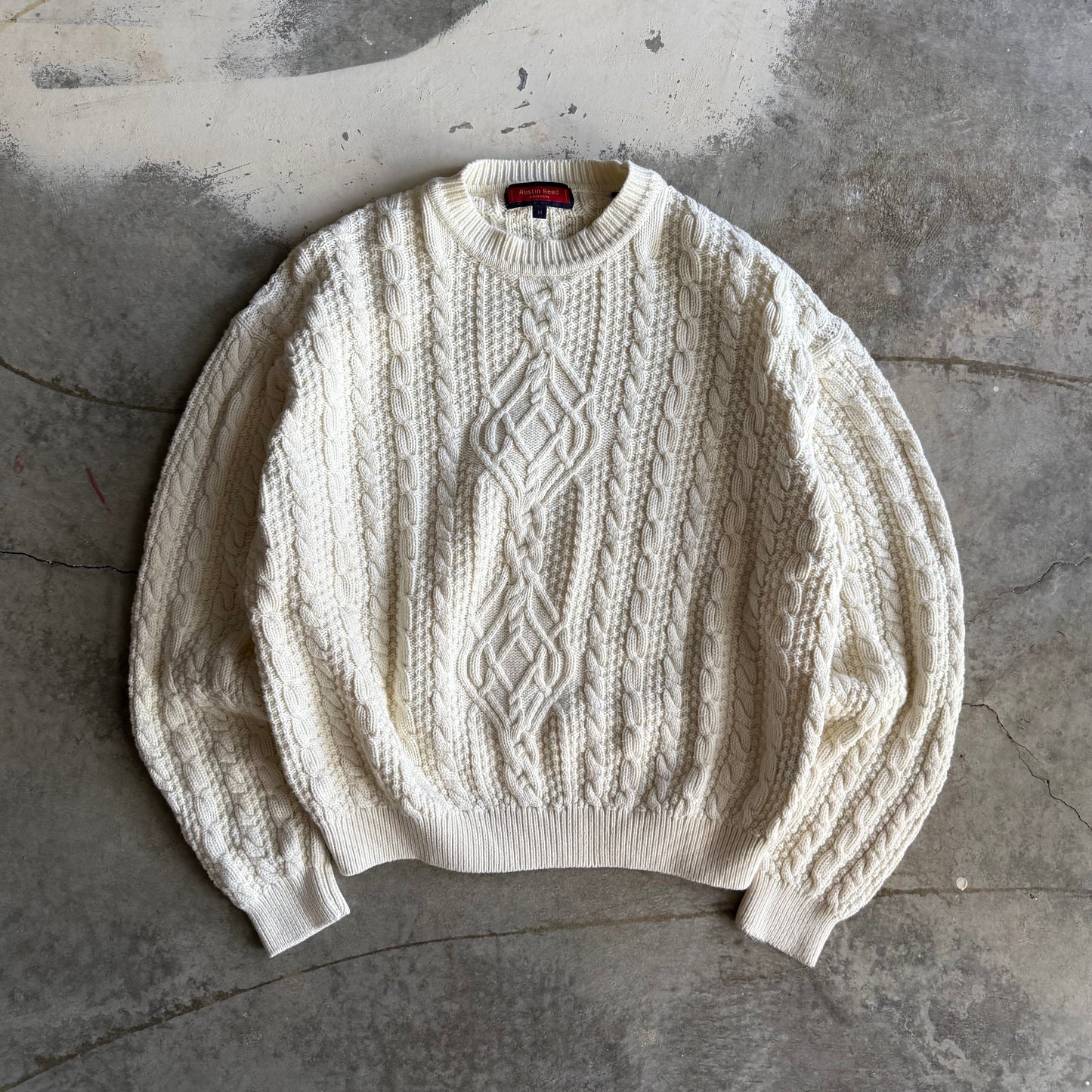 Vintage 90s Grandpa Cable Knot Sweater - M