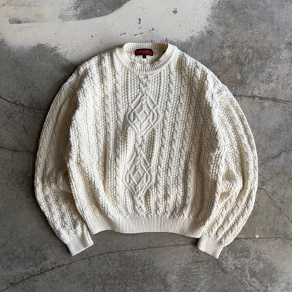 Vintage 90s Grandpa Cable Knot Sweater - M