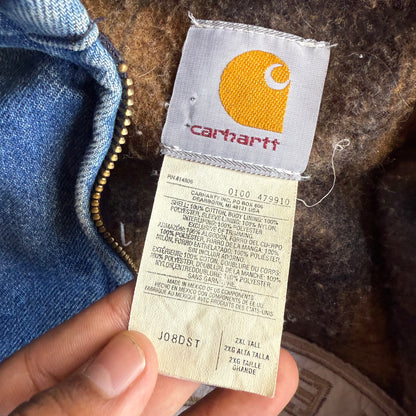 Vintage 90s Distressed Denim Carhartt Jacket - XXL