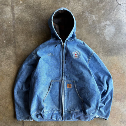 Vintage 90s Distressed Denim Carhartt Jacket - XXL