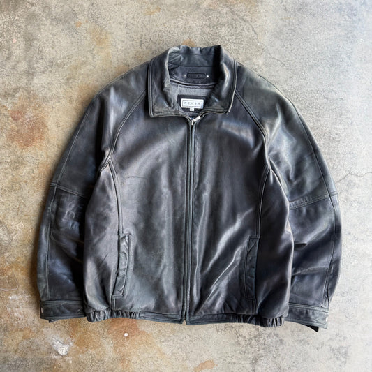 Vintage Black Leather Jacket - XL